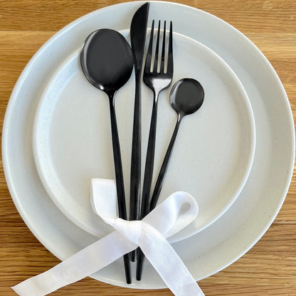 Service De Couverts Modernes Noirs 24 Pièces Pour Table Élégante Et Contemporaine Flatware Electro Paris