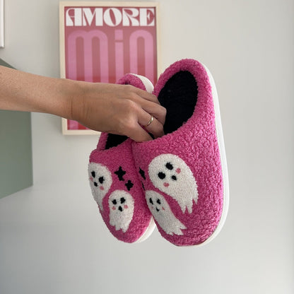Chaussons Douillets Pour Femme Et Homme Avec Motif Fantômes Et Semelle Antidérapante Nordic Style Slippers Electro Paris