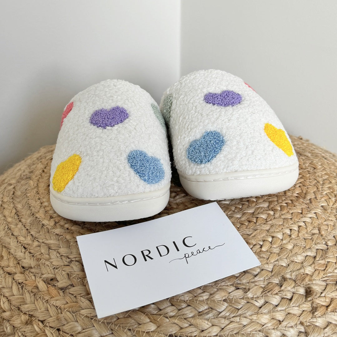 Chaussons Confortables Avec Motif Cœur Multicolore Pour Détente À La Maison Slippers Electro Paris