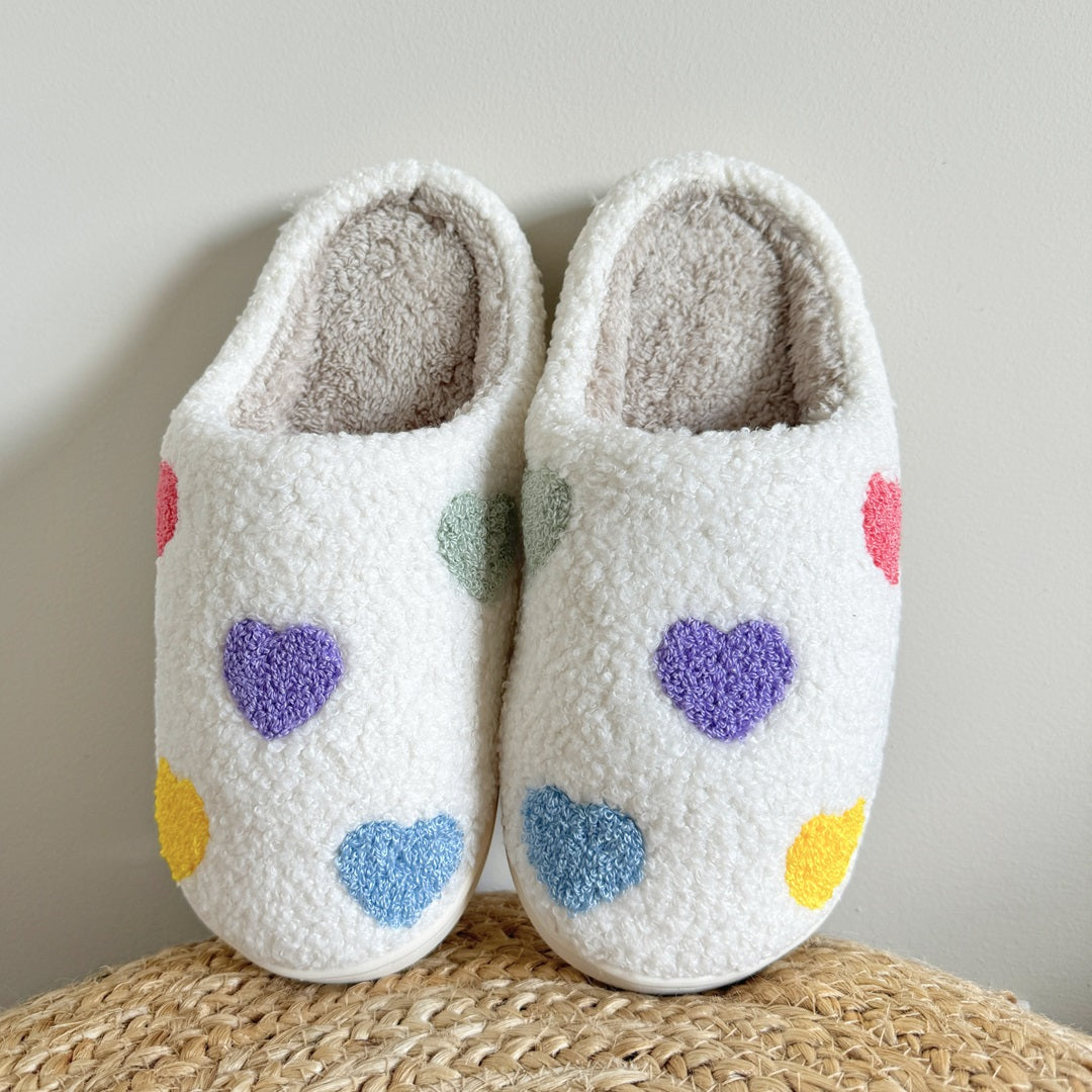 Chaussons Confortables Avec Motif Cœur Multicolore Pour Détente À La Maison Slippers Electro Paris