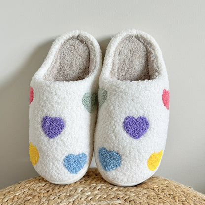 Chaussons Confortables Avec Motif Cœur Multicolore Pour Détente À La Maison Slippers Electro Paris