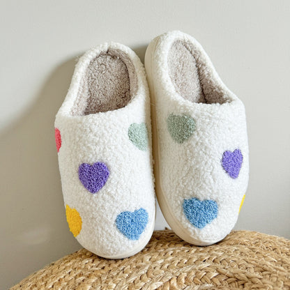 Chaussons Confortables Avec Motif Cœur Multicolore Pour Détente À La Maison Slippers Electro Paris