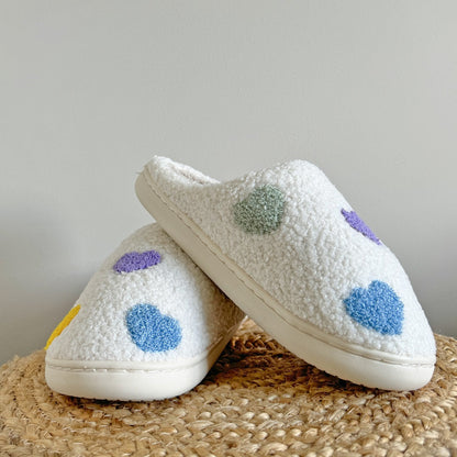 Chaussons Confortables Avec Motif Cœur Multicolore Pour Détente À La Maison Slippers Electro Paris