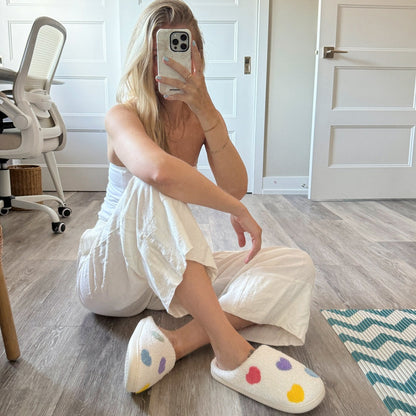 Chaussons Confortables Avec Motif Cœur Multicolore Pour Détente À La Maison Slippers Electro Paris