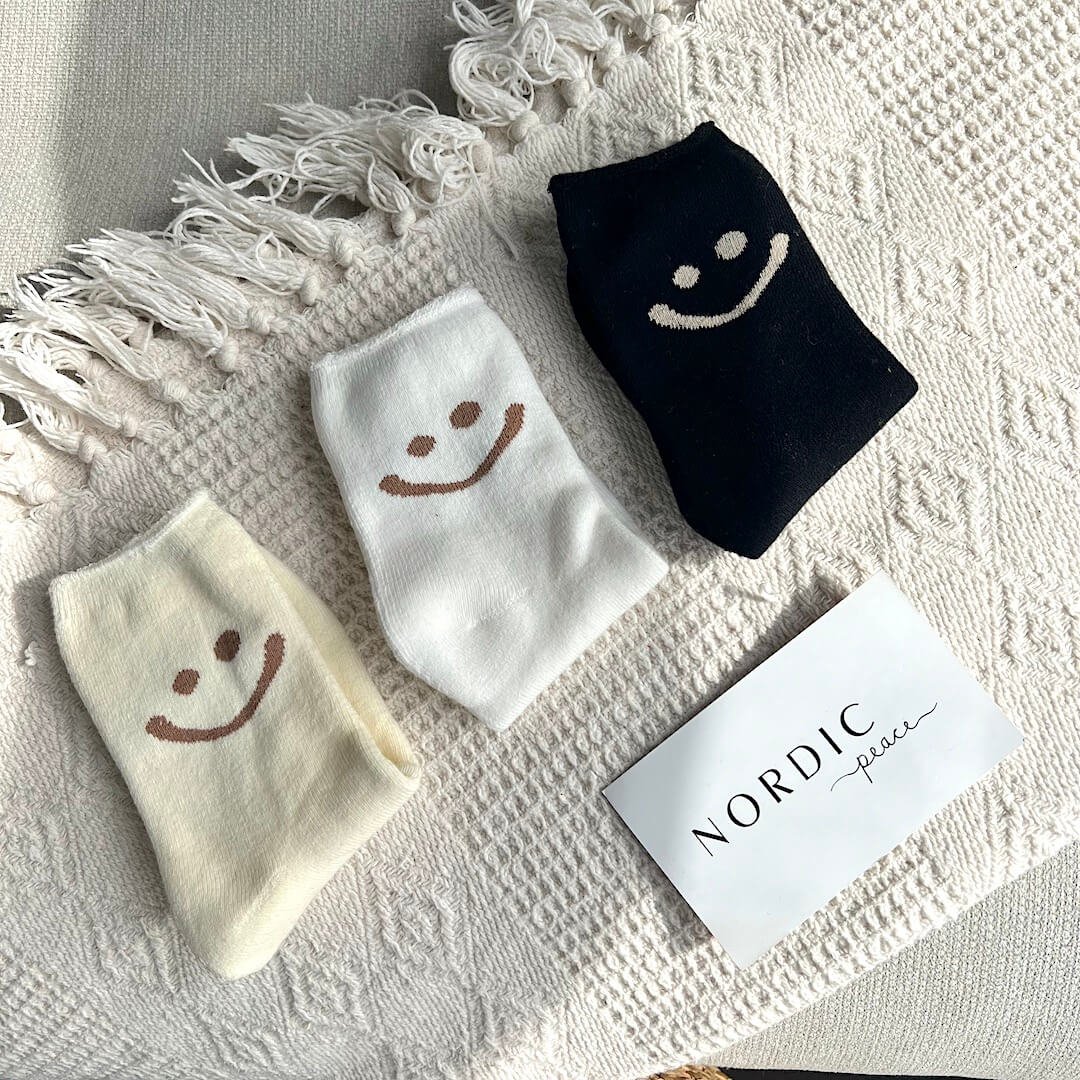 Chaussettes Confortables Pour Femme Et Homme Avec Motif Happy Face Coloré Et Lot Multi-Paires Socks Electro Paris Ensemble noir-blanc-beige Taille unique