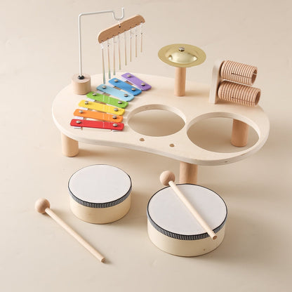Table Musicale en Bois pour Tout-Petits – Instrument de Musique avec Xylophone et Tambour Instruments de musique pour enfants Electro Paris
