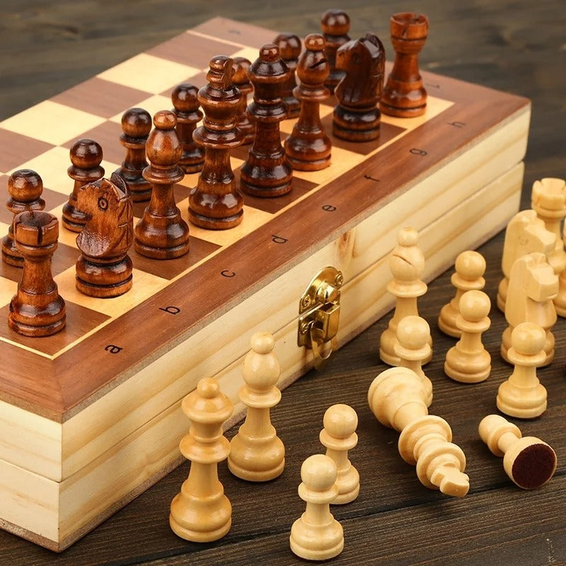 Jeu D’Échecs Magnétique En Bois Pliable Avec Pièces Stabilisées Pour Voyage Et Maison Chess Electro Paris