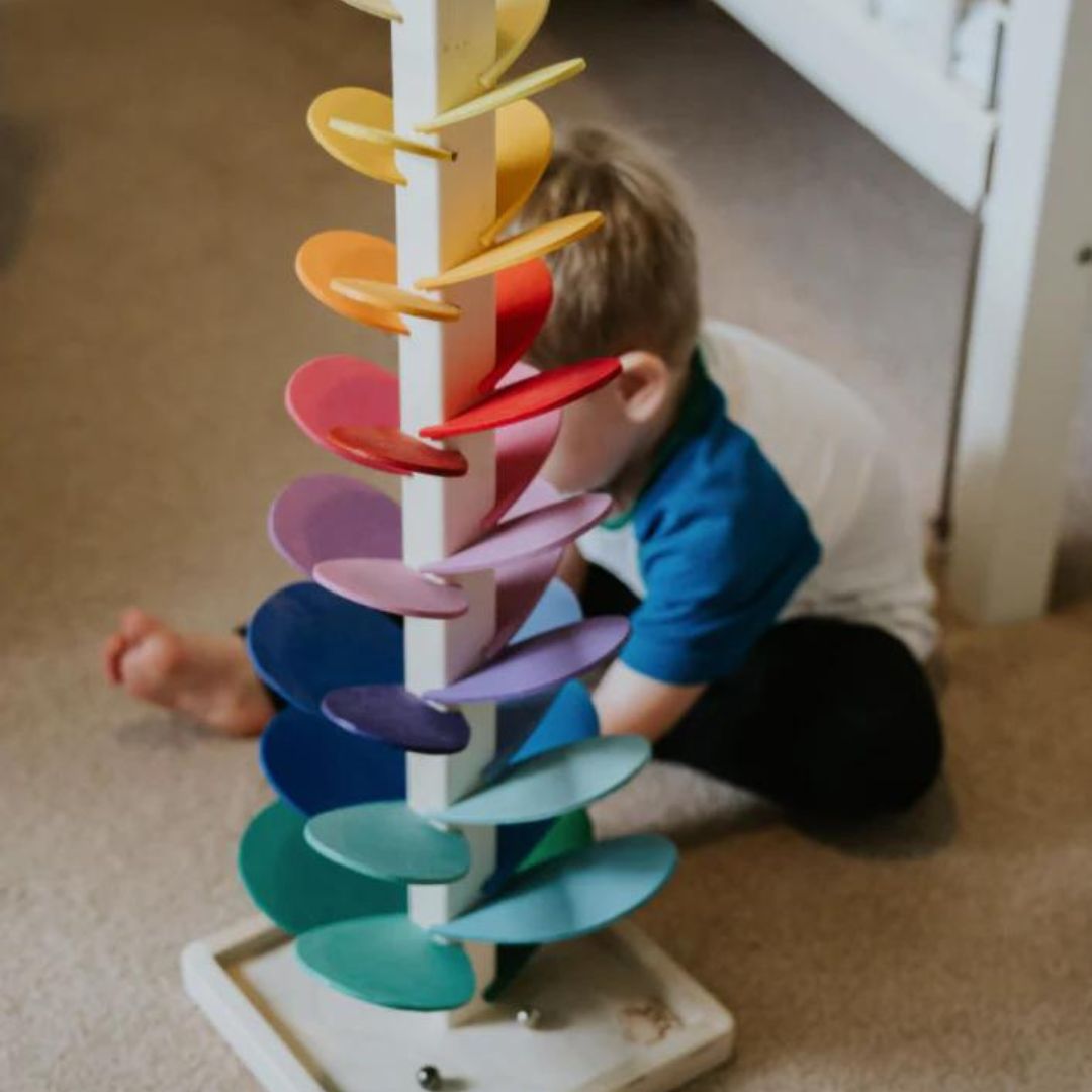 Arbre à Billes en Bois avec Feuilles Arc-en-ciel – Jouet Sonore Montessori pour Tout-Petits Jouets éducatifs Electro Paris