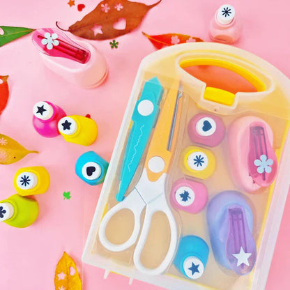 Kit Créatif DIY Enfants – Poinçons Amusants et Ciseaux de Sécurité pour Motricité Fine Fournitures d'arts et d'artisanat Electro Paris B