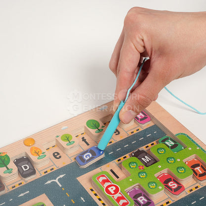 Labyrinthe Alphabétique Magnétique pour Tout-Petits – Puzzle en Bois de Correspondance des Lettres Jouets éducatifs Electro Paris