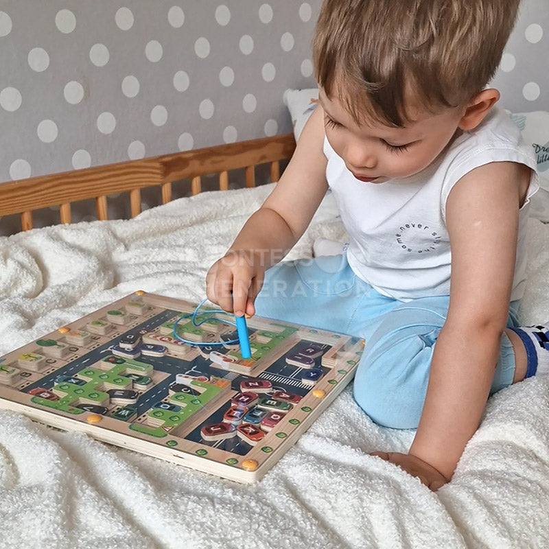 Labyrinthe Alphabétique Magnétique pour Tout-Petits – Puzzle en Bois de Correspondance des Lettres Jouets éducatifs Electro Paris