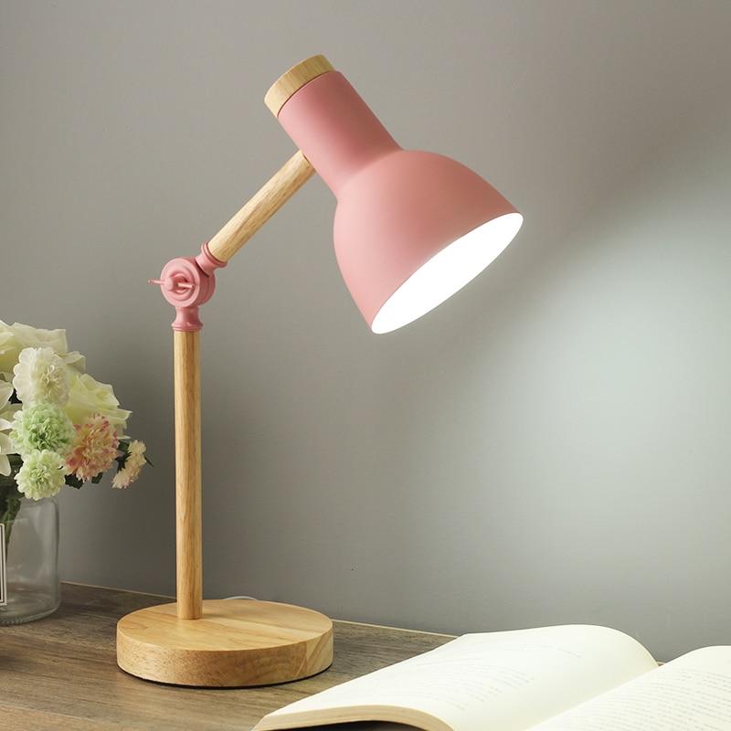 Lampe de Bureau Moderne en Bois avec Abat-jour en Métal Réglable pour Maison Bureau Éclairage Electro Paris