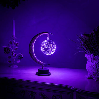 Lampe décorative LED en forme de lune en rotin tressé Lampe de table Electro Paris