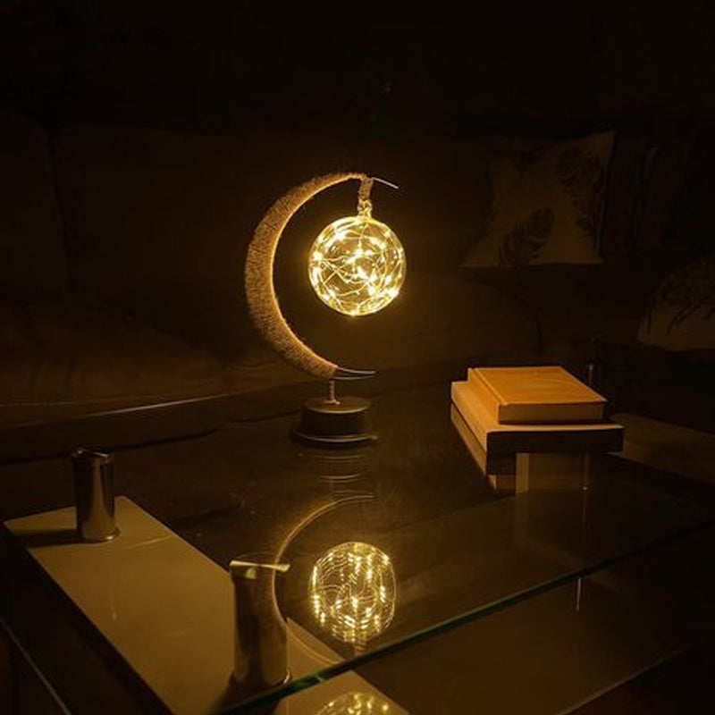 Lampe décorative LED en forme de lune en rotin tressé Lampe de table Electro Paris