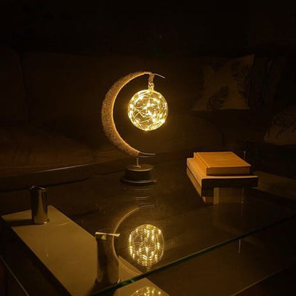 Lampe décorative LED en forme de lune en rotin tressé Lampe de table Electro Paris