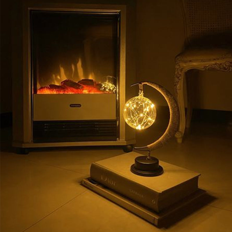 Lampe décorative LED en forme de lune en rotin tressé Lampe de table Electro Paris