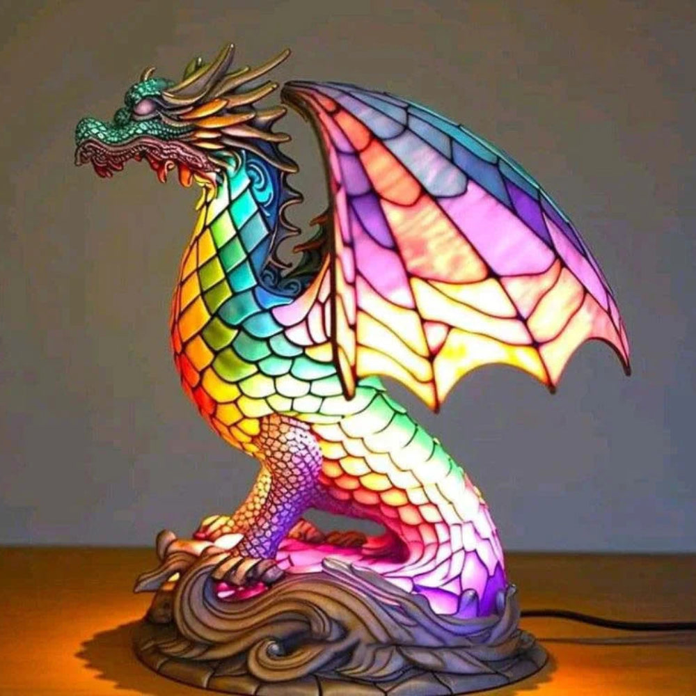 Lampe en Verre Coloré avec Motifs d’Animaux pour une Ambiance Artistique Table Lamp Electro Paris DRAGON 15CM