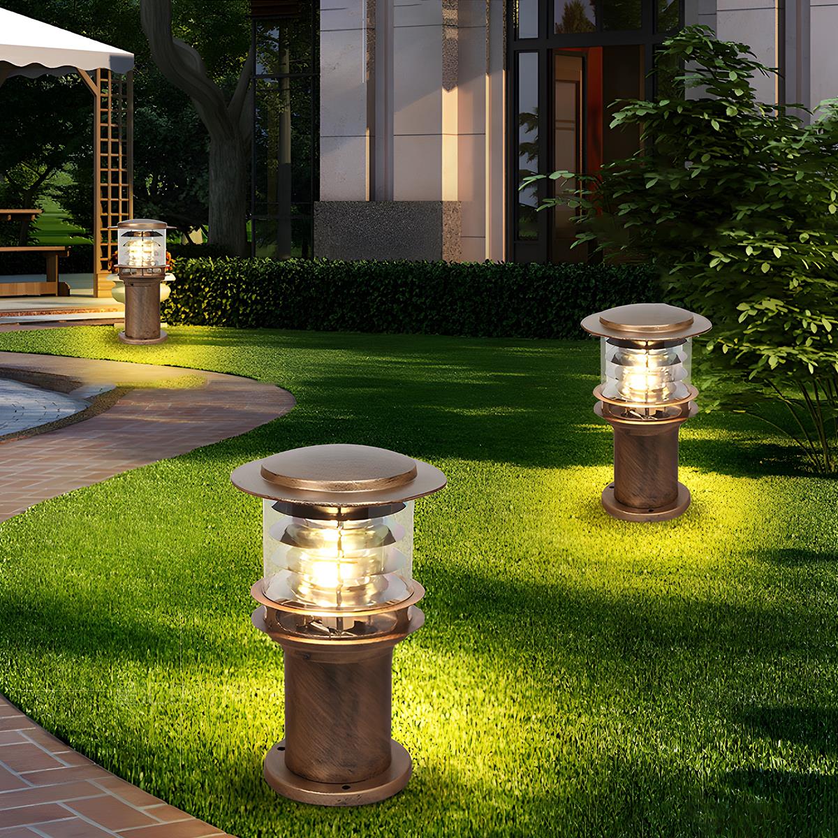 Lampe d'extérieur LED cylindrique étanche pour jardin et terrasse Lampadaires Electro Paris Bronze Solaire 20 cm L x 30 cm H
