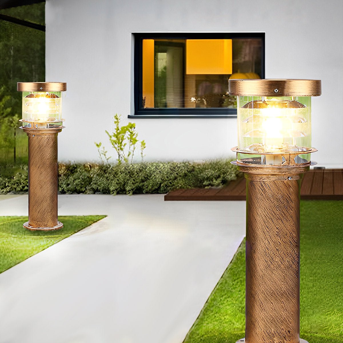 Lampe d'extérieur LED cylindrique étanche pour jardin et terrasse Lampadaires Electro Paris Bronze Solaire 20 cm L x 80 cm H