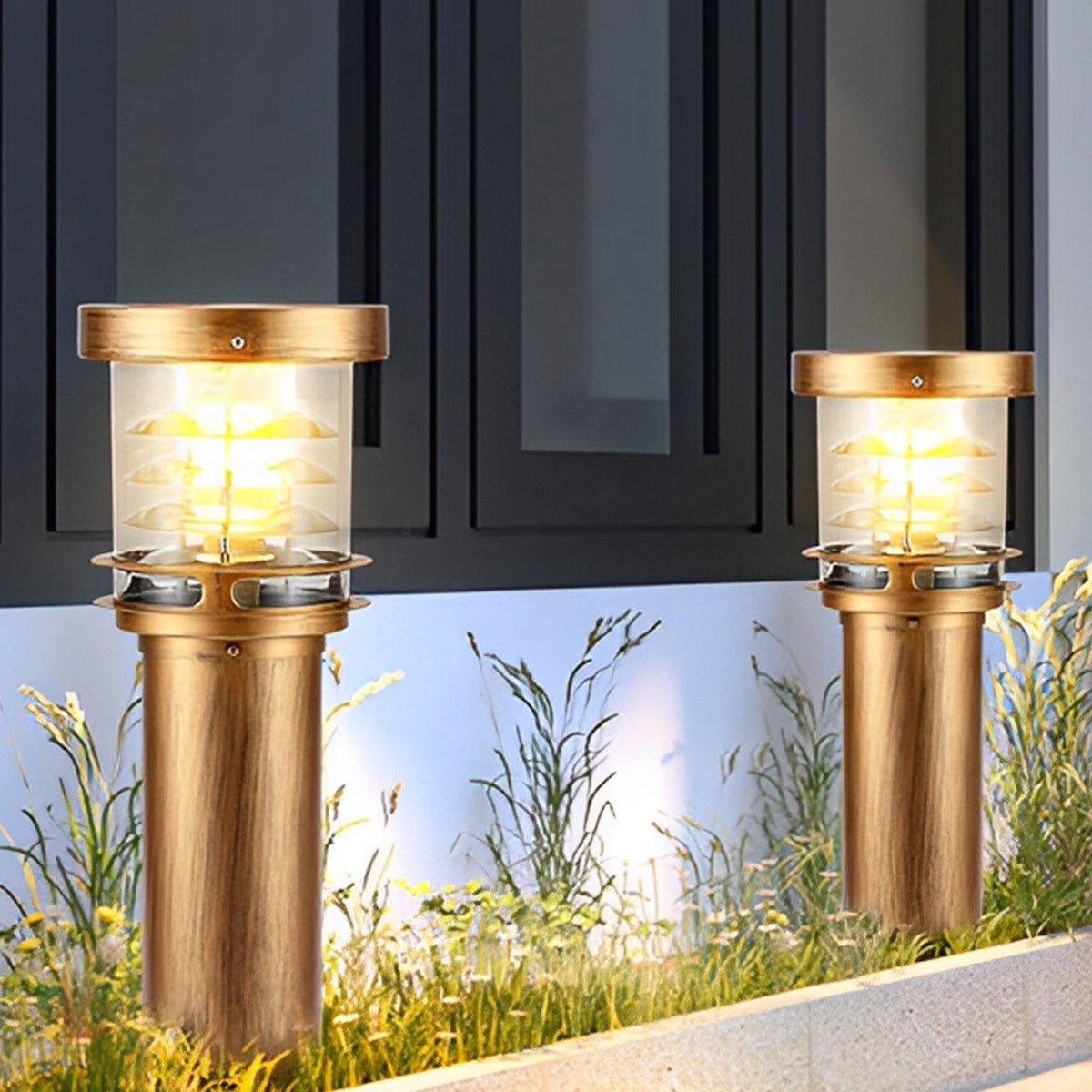 Lampe d'extérieur LED cylindrique étanche pour jardin et terrasse Lampadaires Electro Paris Bronze Solaire 20 cm L x 60 cm H