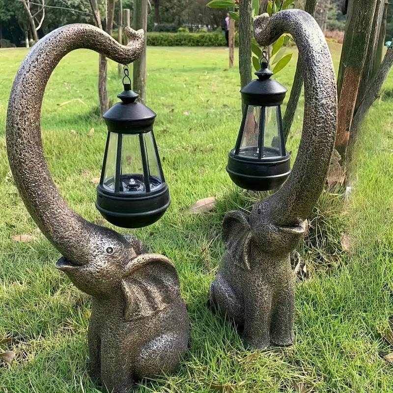 Lampe Solaire Éléphant en Résine pour un Décor de Jardin Fantaisiste Éclairage extérieur Electro Paris