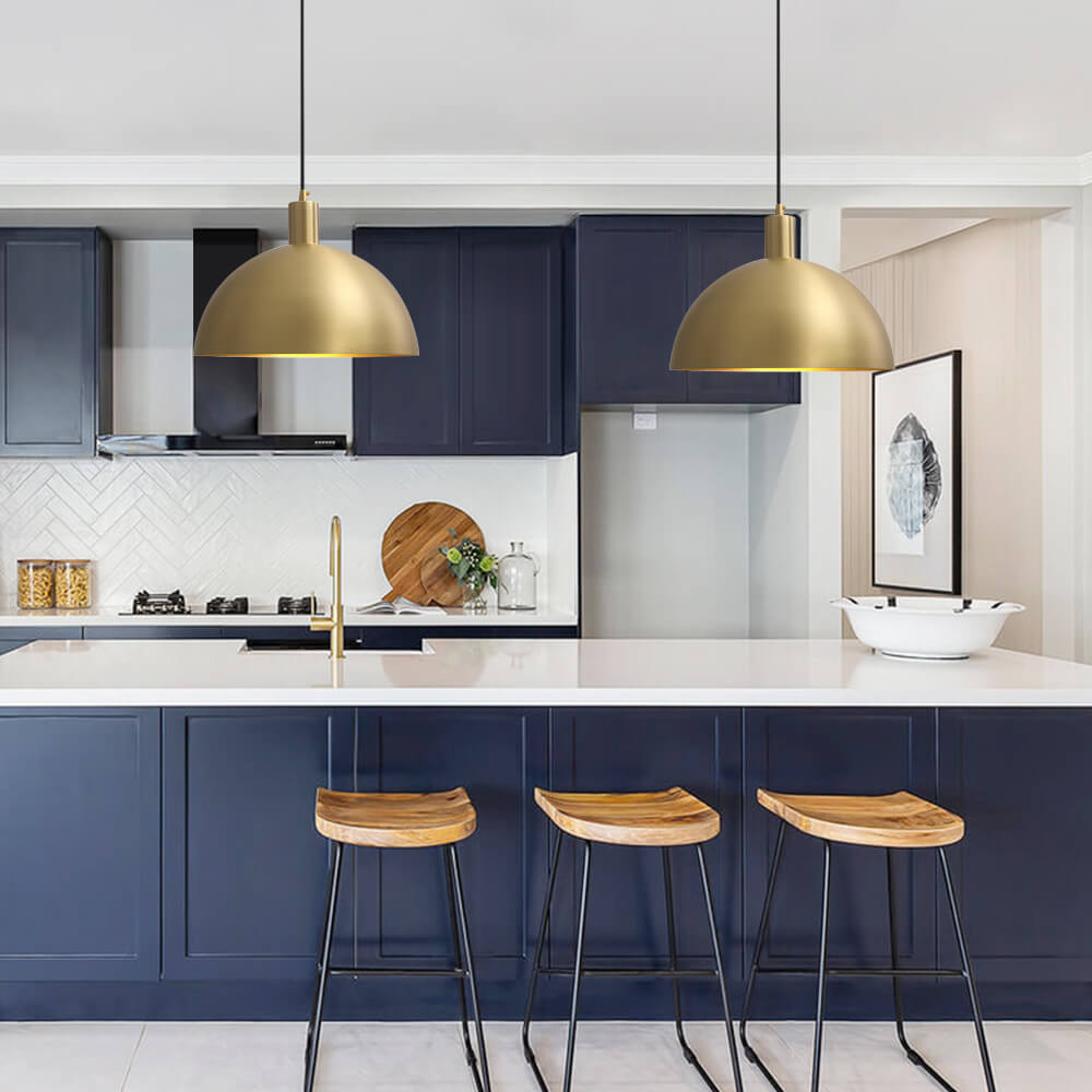 Plafonnier – Lampe Suspendue Moderne à Dôme Unique pour Cuisine avec Finition en Laiton Ajustable Luminaires Electro Paris