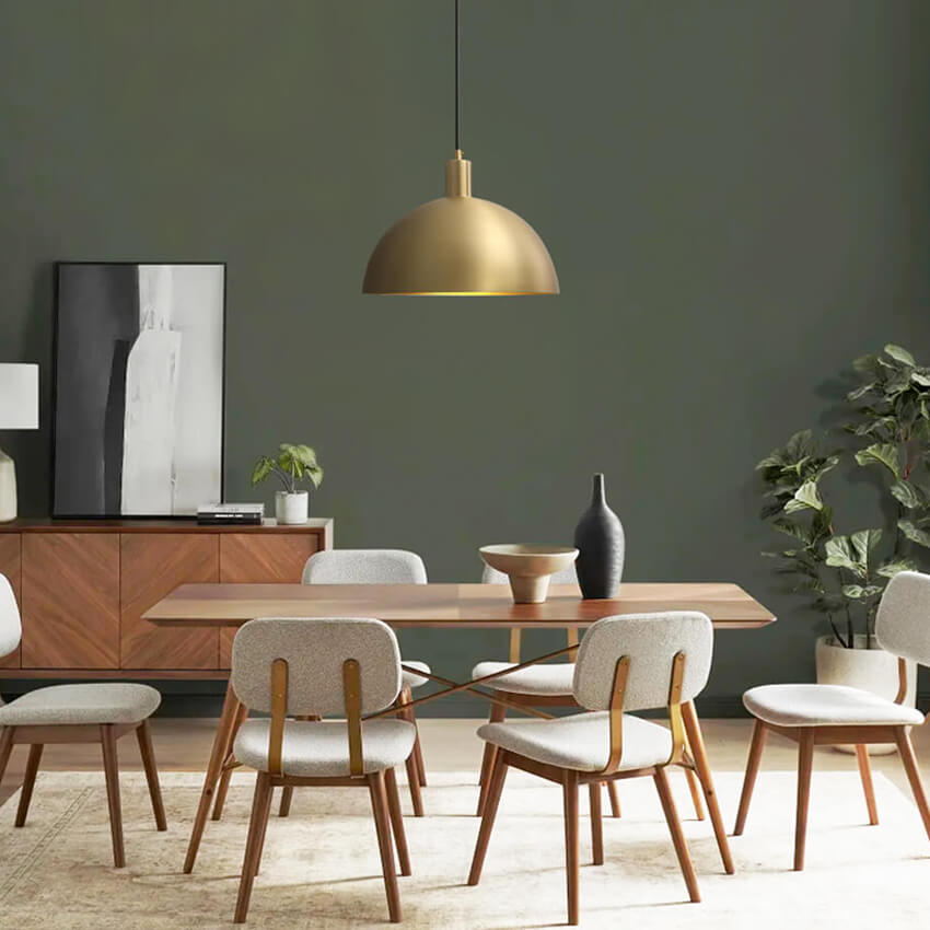 Plafonnier – Lampe Suspendue Moderne à Dôme Unique pour Cuisine avec Finition en Laiton Ajustable Luminaires Electro Paris