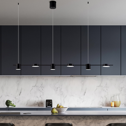 Suspension Dôme Moderne en Aluminium pour Éclairage Élégant d'Îlot de Cuisine Éclairage Electro Paris Noir 6 (150 cm) Lumière froide