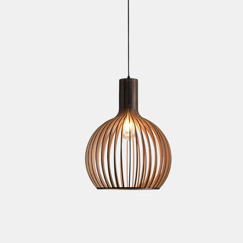 Lampe Suspendue en Bambou Naturel Ceiling Lamp Electro Paris Couleur bois à l'extérieur - noir à l'intérieur 35cm