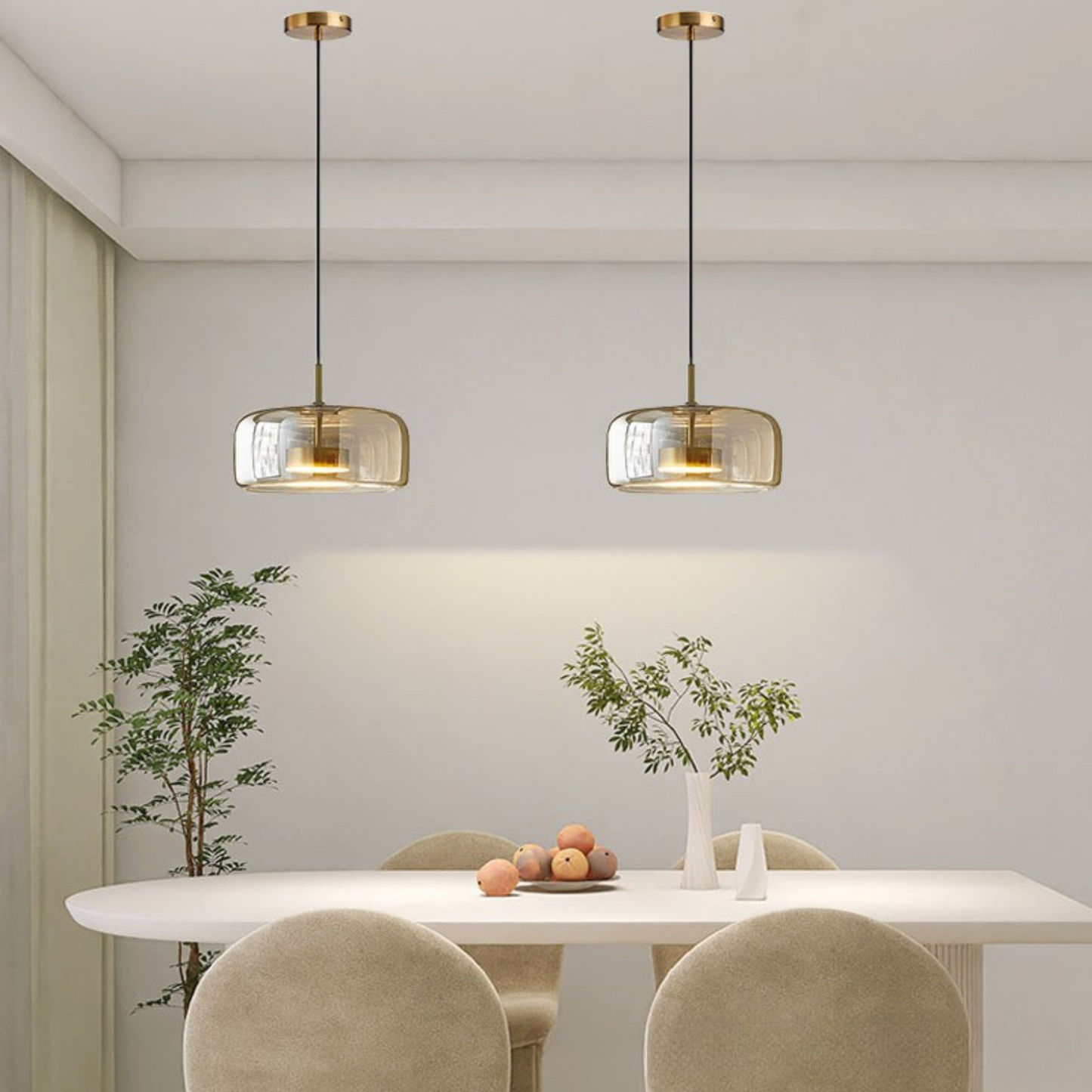 Suspension Moderne en Verre Coloré pour un Éclairage d'Accentuation Élégant Éclairage Electro Paris Ambre C (Largeur 33 cm) Blanc froid