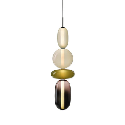 Plafonnier Lampe Suspendue en Verre Coloré – Éclairage Moderne pour Salon et Salle à Manger, 30 cm Éclairage Electro Paris Modèle H Vert ∅ 7.1″ x H 29.9″ / Dia 18cm x H 76cm Lumière chaude