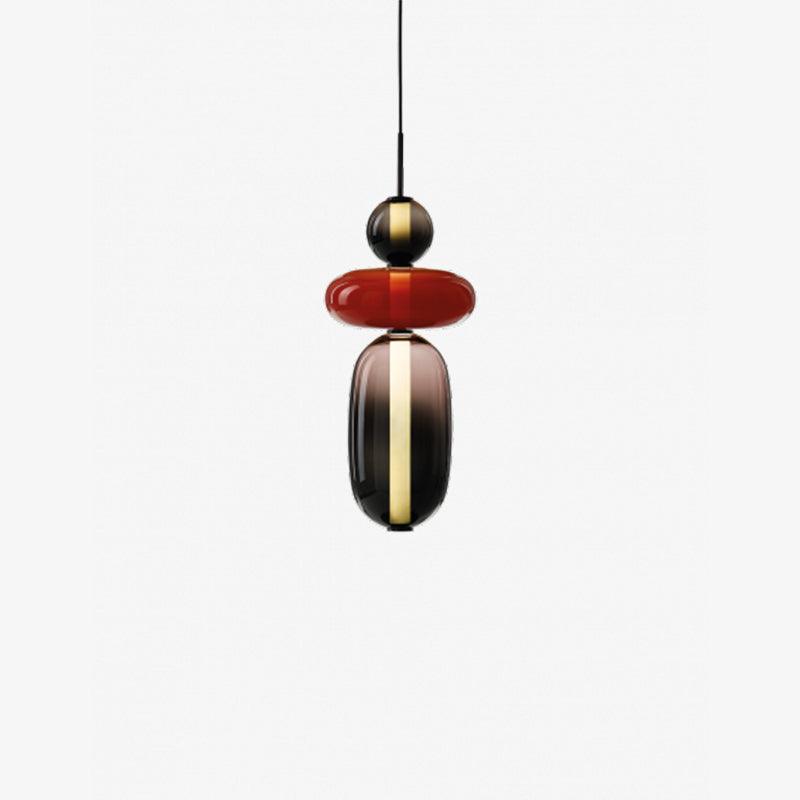 Plafonnier Lampe Suspendue en Verre Coloré – Éclairage Moderne pour Salon et Salle à Manger, 30 cm Éclairage Electro Paris Modèle C Rouge ∅ 7.1″ x H 21.5″ / Dia 18cm x H 54.5cm Lumière chaude