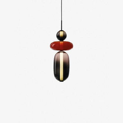 Plafonnier Lampe Suspendue en Verre Coloré – Éclairage Moderne pour Salon et Salle à Manger, 30 cm Éclairage Electro Paris Modèle C Rouge ∅ 7.1″ x H 21.5″ / Dia 18cm x H 54.5cm Lumière chaude