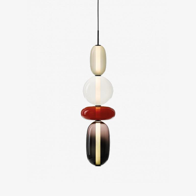 Plafonnier Lampe Suspendue en Verre Coloré – Éclairage Moderne pour Salon et Salle à Manger, 30 cm Éclairage Electro Paris Modèle H Rouge ∅ 7.1″ x H 29.9″ / Dia 18cm x H 76cm Lumière chaude