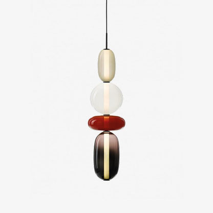 Plafonnier Lampe Suspendue en Verre Coloré – Éclairage Moderne pour Salon et Salle à Manger, 30 cm Éclairage Electro Paris Modèle H Rouge ∅ 7.1″ x H 29.9″ / Dia 18cm x H 76cm Lumière chaude