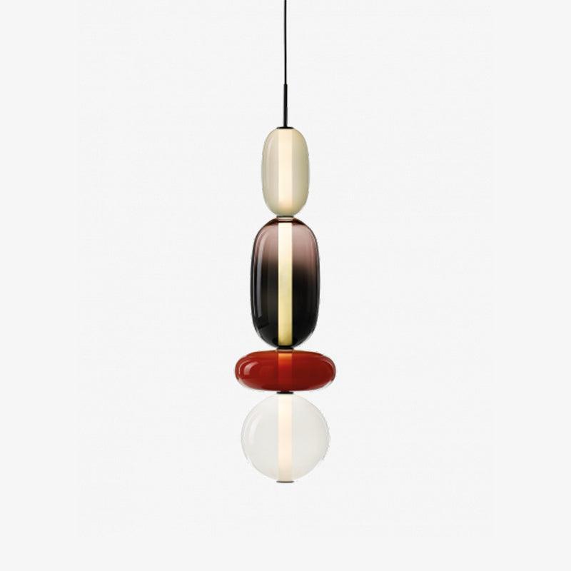 Plafonnier Lampe Suspendue en Verre Coloré – Éclairage Moderne pour Salon et Salle à Manger, 30 cm Éclairage Electro Paris Modèle G Rouge ∅ 7.1″ x H 29.9″ / Dia 18cm x H 76cm Lumière chaude