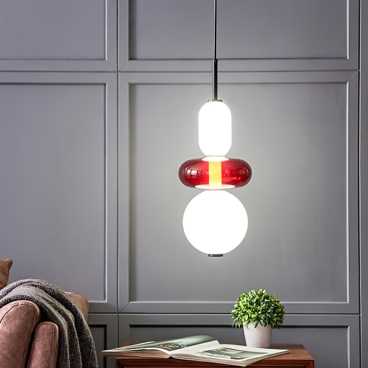 Plafonnier Lampe Suspendue en Verre Coloré – Éclairage Moderne pour Salon et Salle à Manger, 30 cm Éclairage Electro Paris
