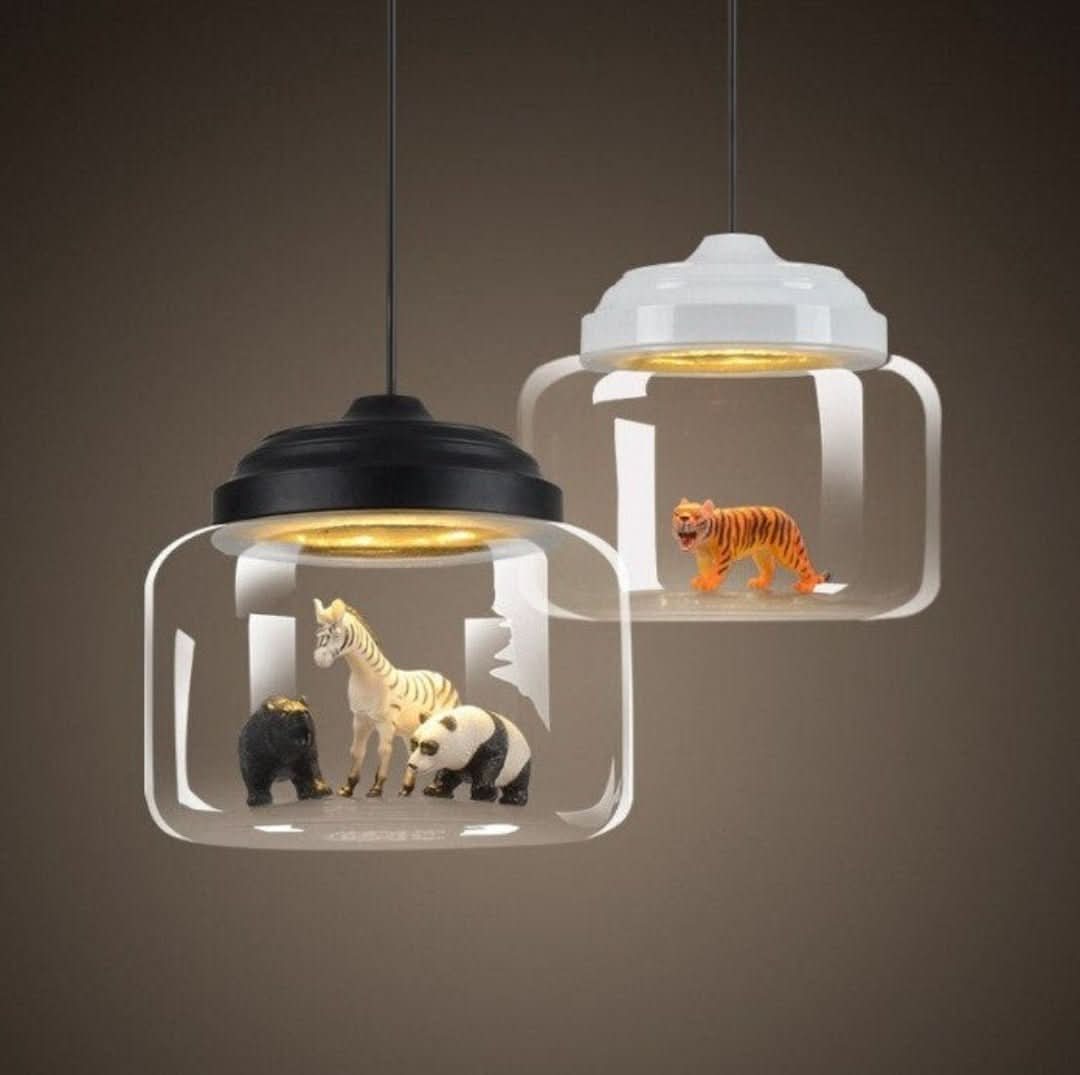 Suspension avec Abat-Jour en Verre – Design Ludique Petit Zoo Lampe suspendue Electro Paris Noir