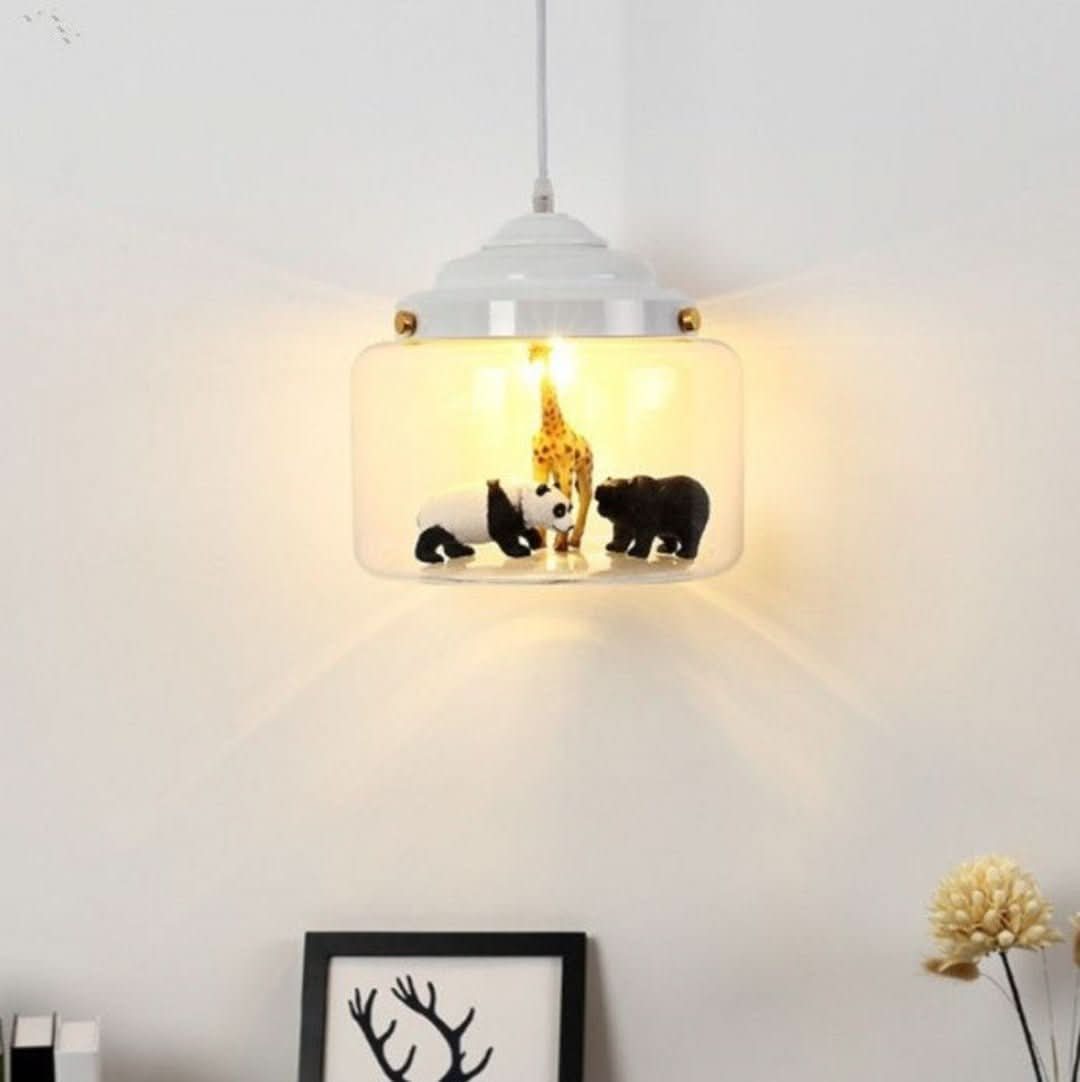 Suspension avec Abat-Jour en Verre – Design Ludique Petit Zoo Lampe suspendue Electro Paris