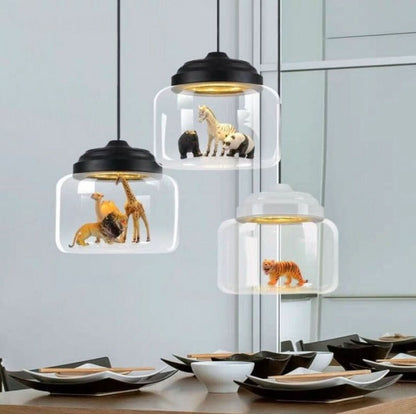 Suspension avec Abat-Jour en Verre – Design Ludique Petit Zoo Lampe suspendue Electro Paris