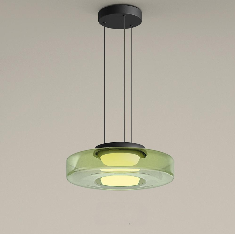 Suspension Moderne en Verre Côtelé pour un Éclairage d'Accentuation Sophistiqué Luminaires suspendus Electro Paris Vert 1 Couche - (25 cm x 11 cm)