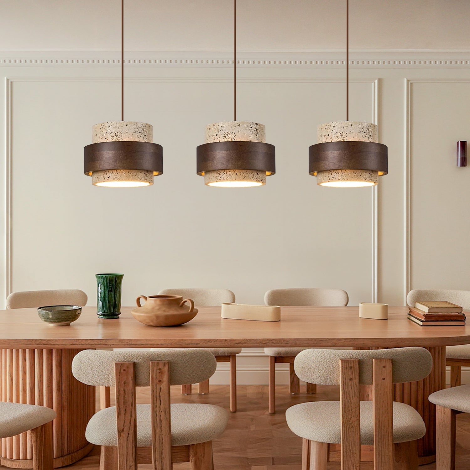 Lampe à Suspension en Travertin Japonais – Éclairage Élégant et Naturel pour Intérieur Moderne Éclairage suspendu Electro Paris