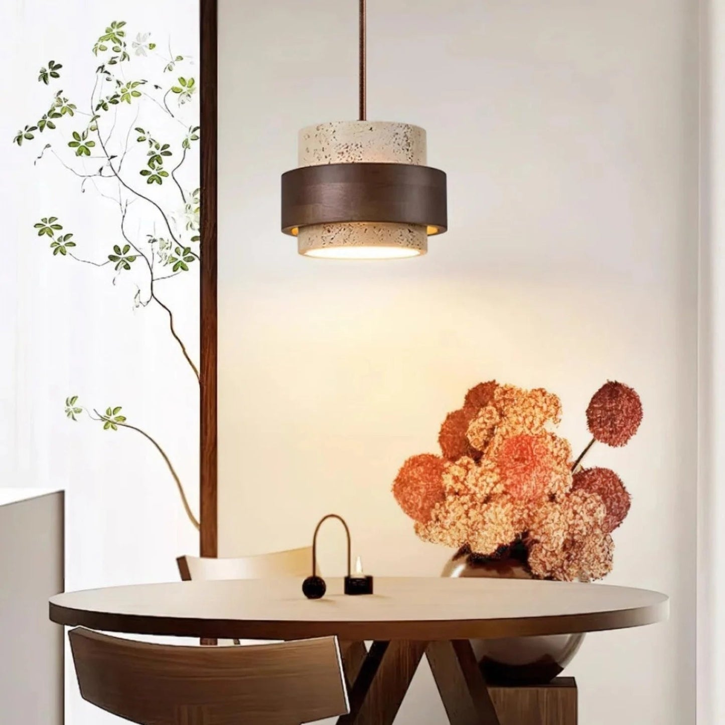 Lampe à Suspension en Travertin Japonais – Éclairage Élégant et Naturel pour Intérieur Moderne Éclairage suspendu Electro Paris