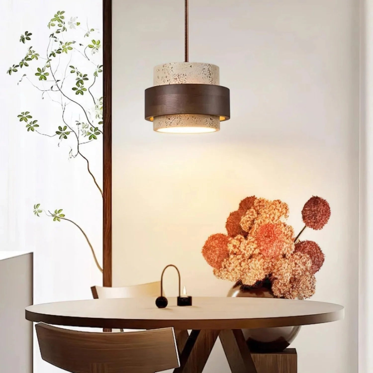 Lampe à Suspension en Travertin Japonais – Éclairage Élégant et Naturel pour Intérieur Moderne Éclairage suspendu Electro Paris