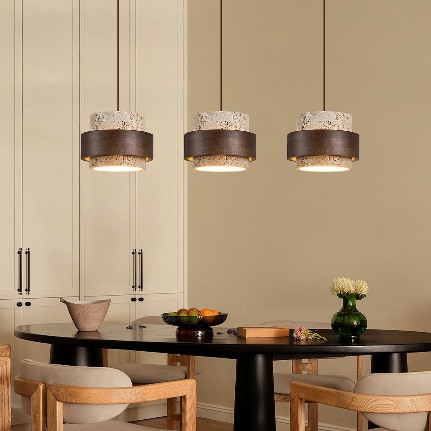 Lampe à Suspension en Travertin Japonais – Éclairage Élégant et Naturel pour Intérieur Moderne Éclairage suspendu Electro Paris