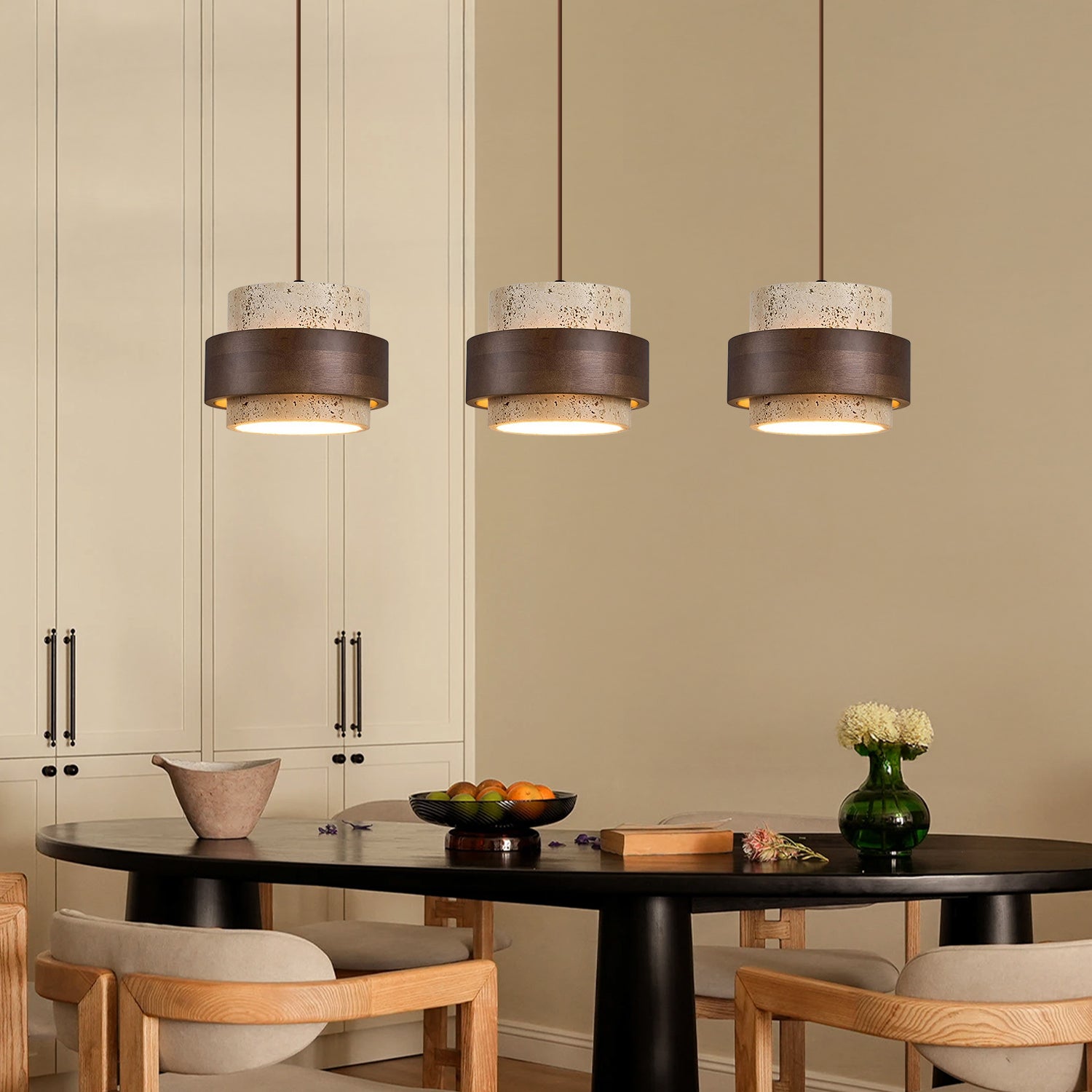 Lampe à Suspension en Travertin Japonais – Éclairage Élégant et Naturel pour Intérieur Moderne Éclairage suspendu Electro Paris