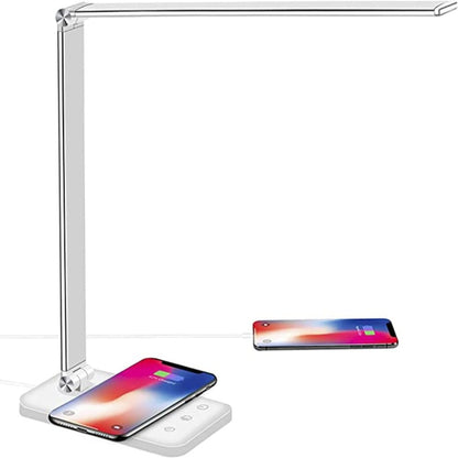 Lampe de Bureau LED Moderne avec Port USB – 5 Modes d’Éclairage & Luminosité Réglable Lampe de table Electro Paris Argent/Blanc
