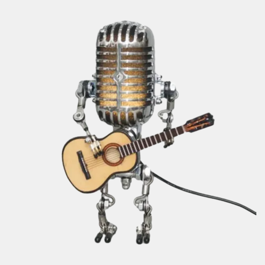 Lampe de Bureau Robot Vintage avec Microphone et LED – Éclairage Décoratif Écoénergétique Lampes de table Electro Paris Jaune