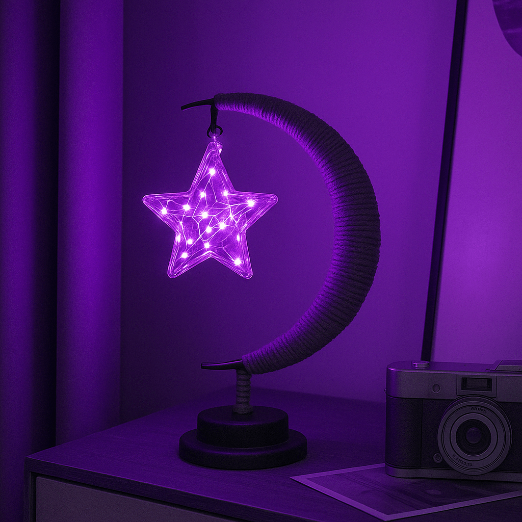 Lampe de Chevet Originale LED en Forme de Lune – Ambiance Douce pour Chambre Lampes Electro Paris Violet Pentagram