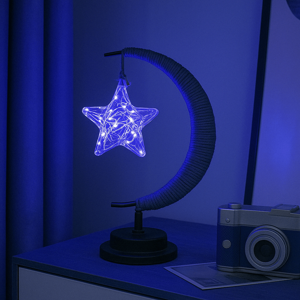 Lampe de Chevet Originale LED en Forme de Lune – Ambiance Douce pour Chambre Lampes Electro Paris Bleu Pentagram